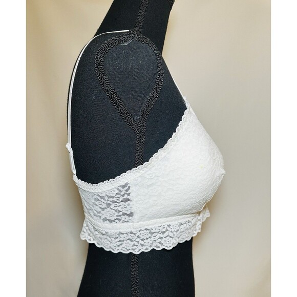 H&M White Lace Bralette Removable Pads‎ Adjustable Straps Women's LARGE - Picture 4 of 8